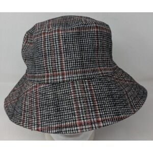Scala‎ Wool Blend Gray Plaid Bucket Hat Walking Cap Gray Irish Vintage